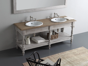 LAVANDE - Floor-standing wooden vanity unit _ BLEU PROVENCE